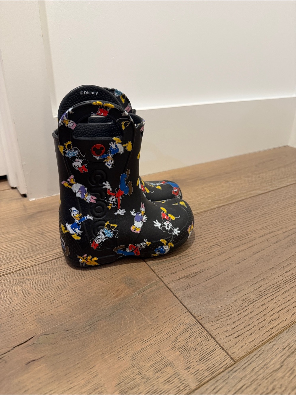 Crocs Disney Black Kids' Mickey & Friends Rain Boots with Colorful Characters